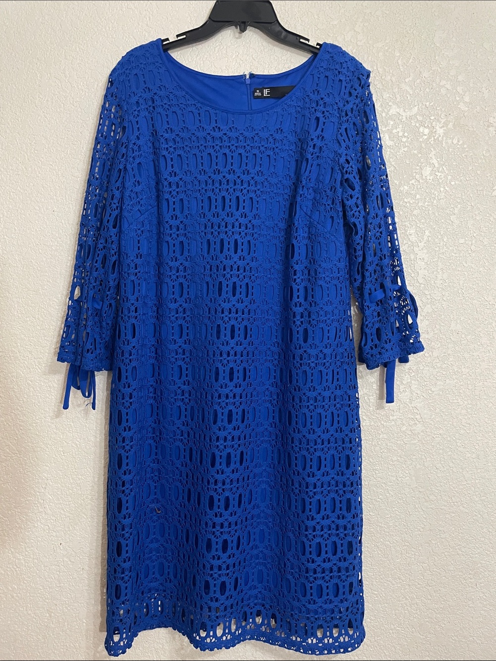 Leslie Fay Royal Blue Crochet Midi Dress
